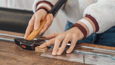 Installing click lock vinyl flooring in a modern living room