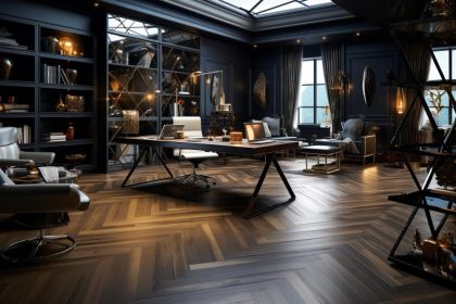 Commercial flooring installed in modern office environment