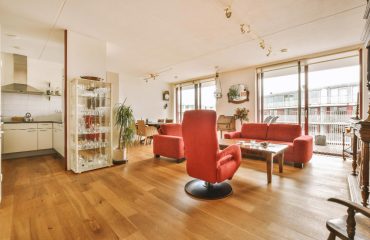 Hybrid-Flooring-Modern-Living-Area-Installation Hybrid flooring installed in contemporary residential living space