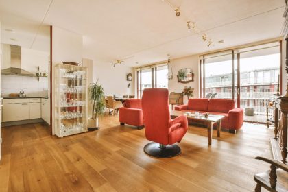 Hybrid flooring installed in contemporary residential living space