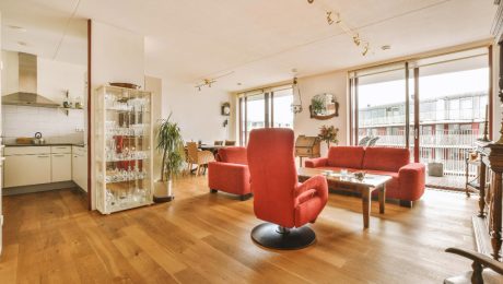 Hybrid flooring installed in contemporary residential living space