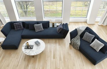Hybrid-Flooring-Modern-Open-Plan-Living-Area Hybrid flooring installed in contemporary residential interior