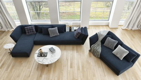 Hybrid flooring installed in contemporary residential interior
