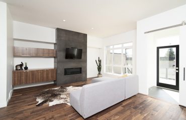 Hybrid vinyl flooring installed in modern open-plan residential space
