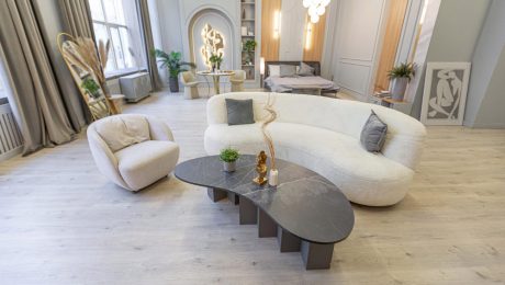 Laminate floor installed in contemporary residential living area