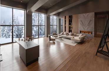 Loose lay vinyl plank flooring installed in contemporary living space