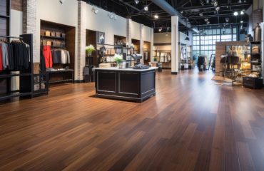 Commercial flooring installed in a high-traffic business interior