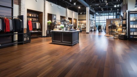 Commercial flooring installed in a high-traffic business interior