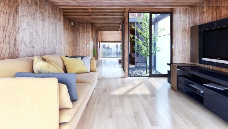 Hybrid-Flooring-for-Waterproof-Timber-Look-Interiors Hybrid flooring installed in a modern timber-look interior