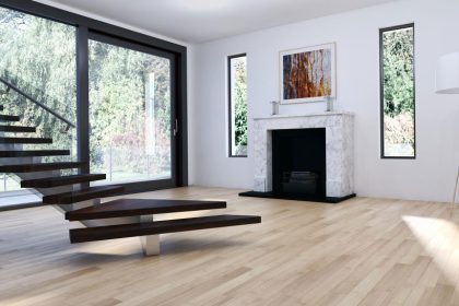 Solid timber flooring installed in a modern interior space