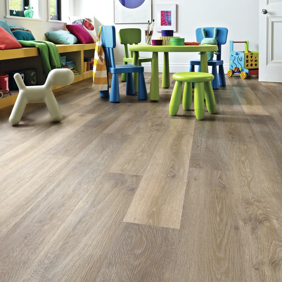 Timber-look vinyl plank flooring installed in a modern Melbourne living room