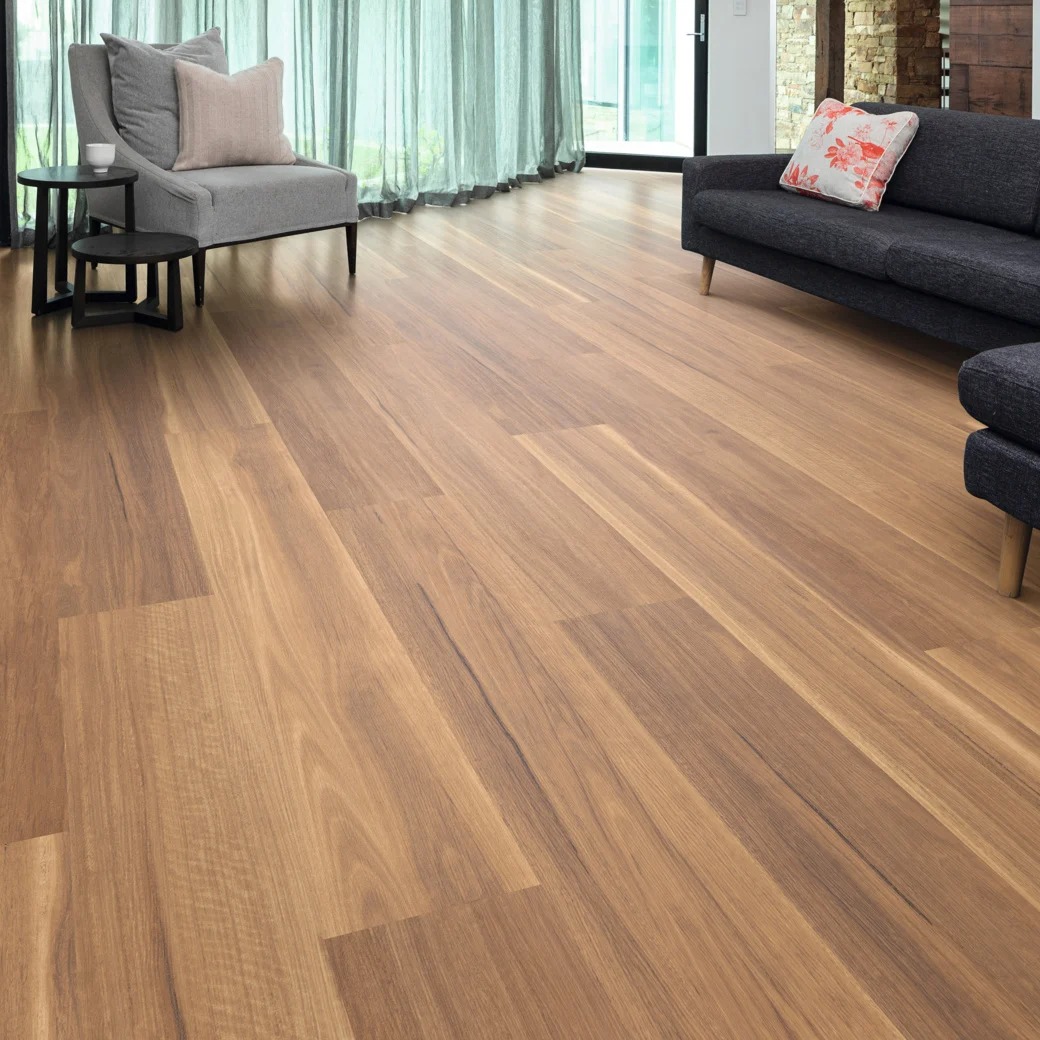Close-up of realistic timber-look vinyl plank flooring texture